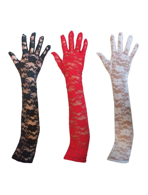 Funny Fashion Rode kanten handschoenen  45cm