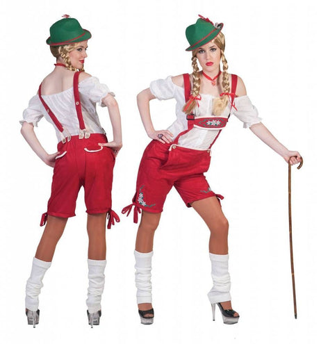 Funny Fashion Rode lederhosen voor dames