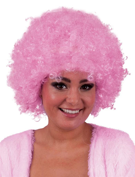 Funny Fashion Roze afro pruik