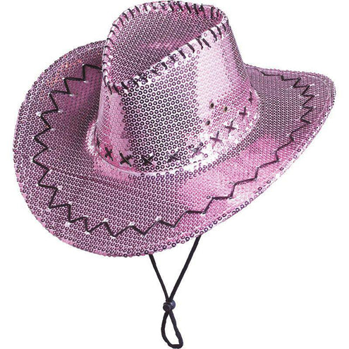 Funny Fashion Roze cowboyhoed met pailletten