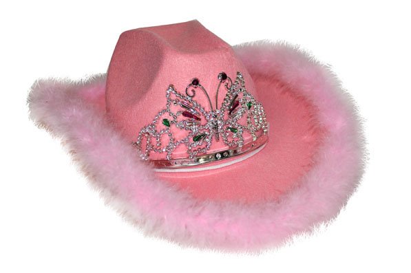 Funny Fashion Roze cowboyhoed met tiara