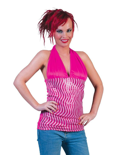 Funny Fashion Roze disco topje voor carnaval