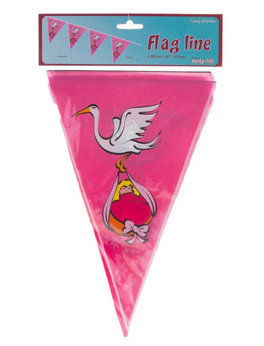 Funny Fashion Roze vlaggenlijn slinger meisje 5mtr.