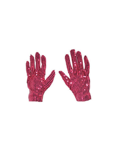 Funny Fashion Roze/Fuchsia glitter handschoenen met pailletten