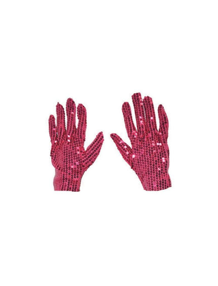Funny Fashion Roze/Fuchsia glitter handschoenen met pailletten