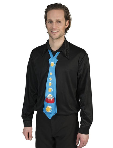 Funny Fashion Stropdas bierpul met blikjeshouder