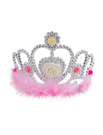 Funny Fashion Tiara Evi met marabou en nep diamanten