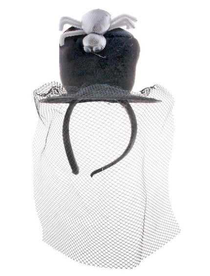 Funny Fashion Tiara zwarte hoed met voile