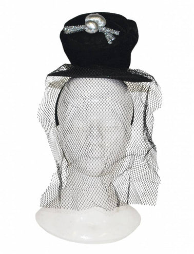 Funny Fashion Tiara zwarte hoed met voile