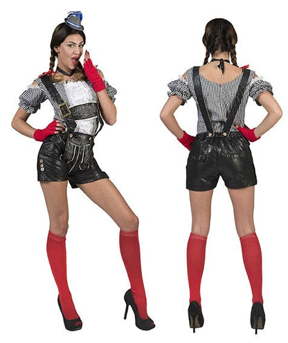 Funny Fashion Tiroler blouse dames zwart wit geblokt