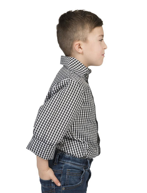 Funny Fashion Tiroler blouse zwart wit geblokt