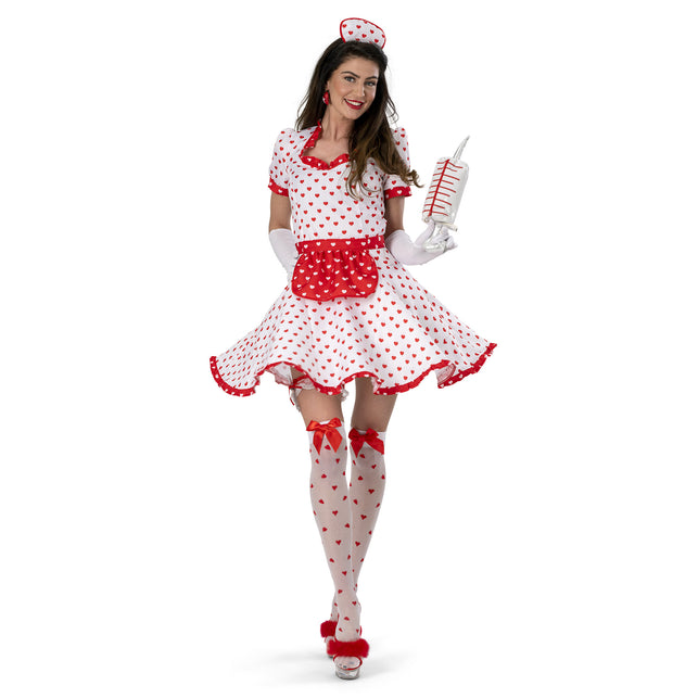 Funny Fashion Verpleegstersjurk Zoë met hartjes