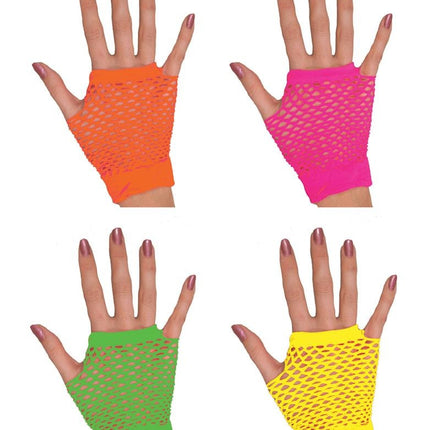 Funny Fashion Vingerloze nethandschoenen Evi neon geel