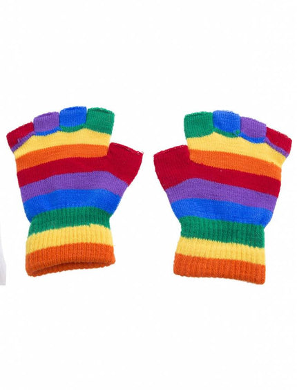 Funny Fashion Vingerloze regenboog handschoenen