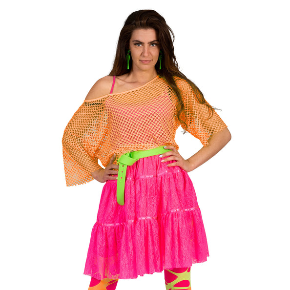 Funny Fashion Visnet shirt Evi in neon oranje