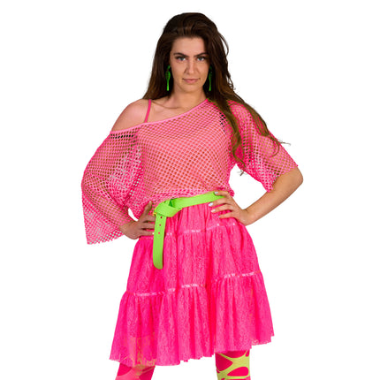 Funny Fashion Visnet shirt Evi in neon roze