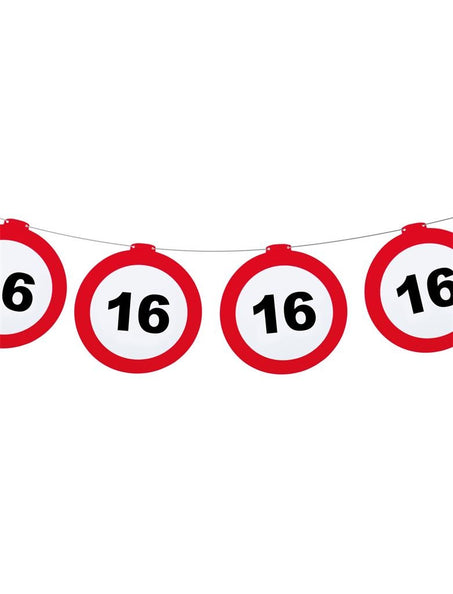 Funny Fashion Vlaggenlijn 16 jaar verkeersborden