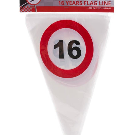 Funny Fashion Vlaggenlijn 16e verjaardag met verkeersborden
