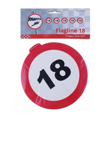 Funny Fashion Vlaggenlijn  verkeersbord 18  jaar