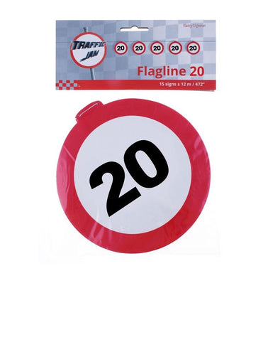 Funny Fashion Vlaggenlijn  verkeersbord 20  jaar