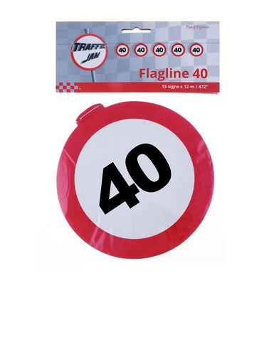 Funny Fashion Vlaggenlijn  verkeersbord 40 jaar