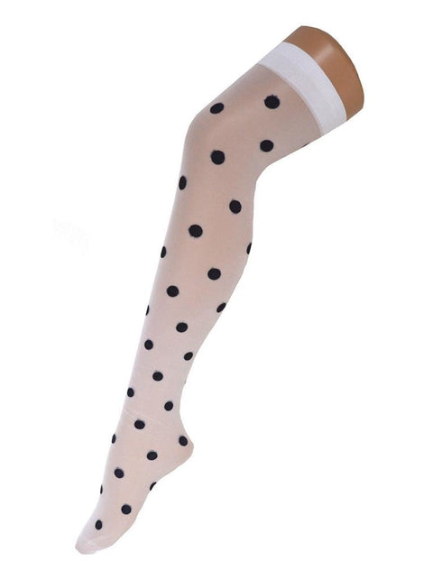 Funny Fashion Witte disco kniekous met zwarte stippen