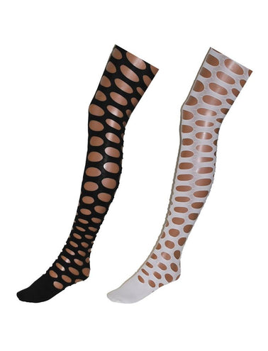 Funny Fashion Witte disco panty met grote gaten