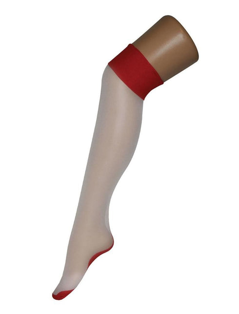 Funny Fashion Witte kniekousen met rode naad