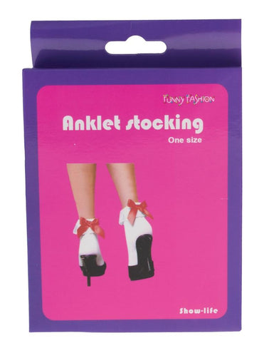 Funny Fashion Witte party enkel sokjes met rode strik