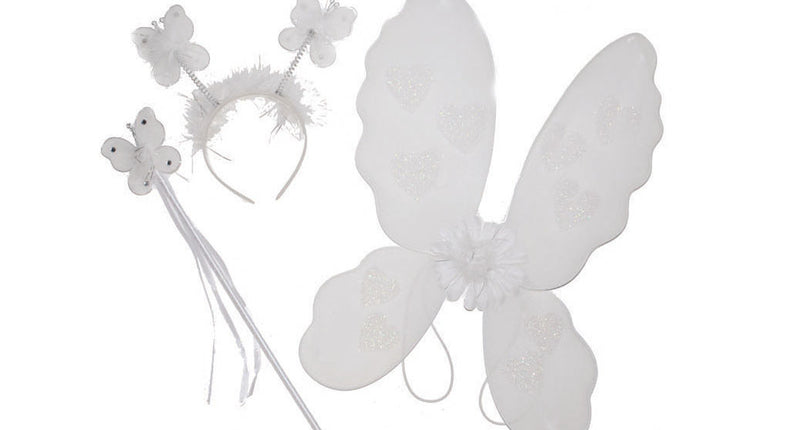 Funny Fashion Witte vlinder verkleed set Minnie 3-delig