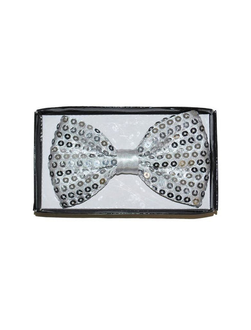 Funny Fashion Zilveren disco glitter strik met pailletten