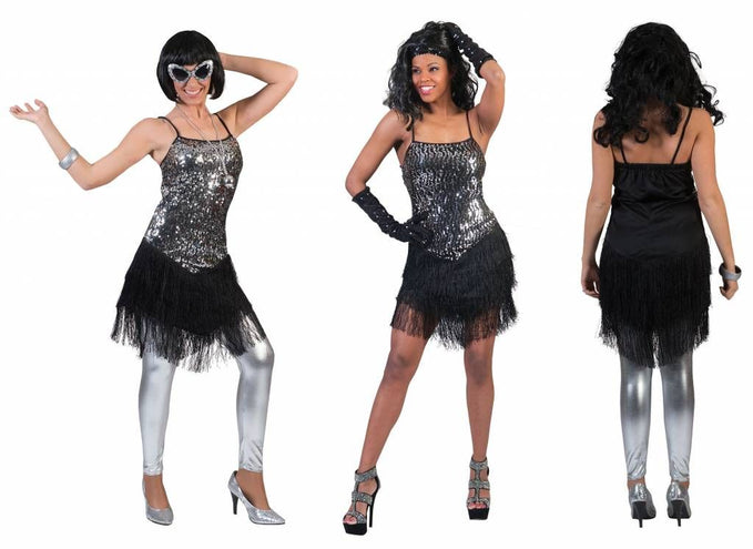 Funny Fashion Zilveren glitter Charlestonjurkjes