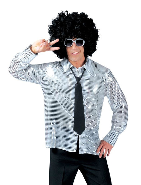 Funny Fashion Zilveren glitter overhemd heren