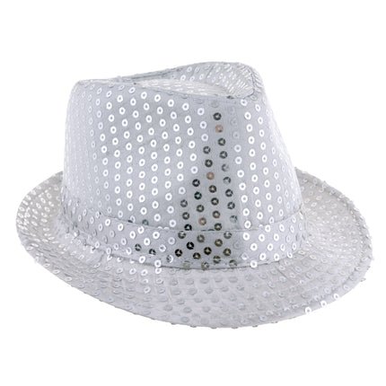 Funny Fashion Zilveren glitterhoed met pailletten