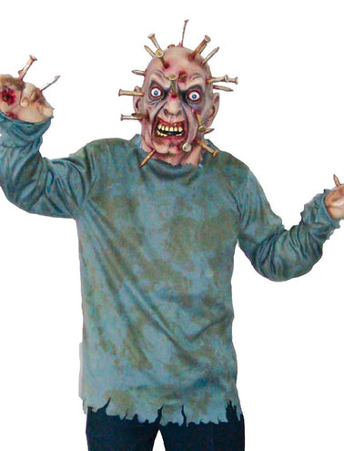 Funny Fashion Zombie kostuum spijkers door hoofd