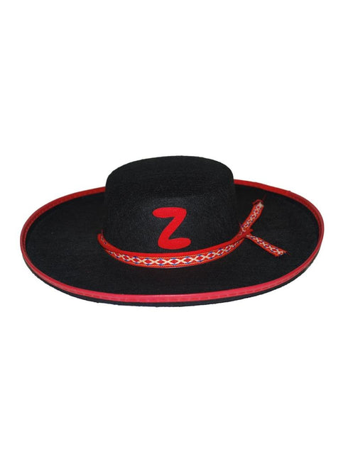 Funny Fashion Zorro hoed met rode rand kids
