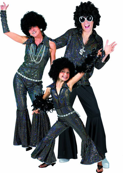 Funny Fashion Zwart glitter discoshirt heren