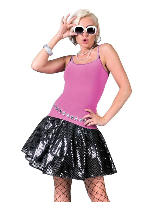 Funny Fashion Zwart glitter rokje dames