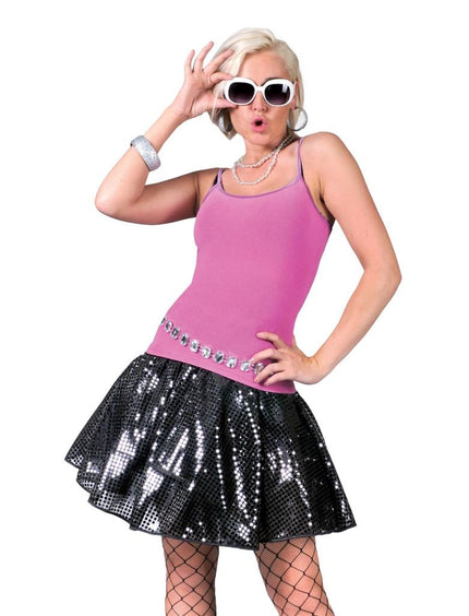 Funny Fashion Zwart glitter rokje dames