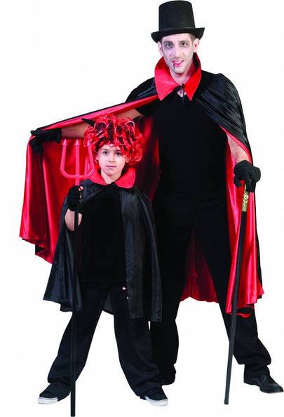 Funny Fashion Zwart rode cape dubbelzijdig heren luxe