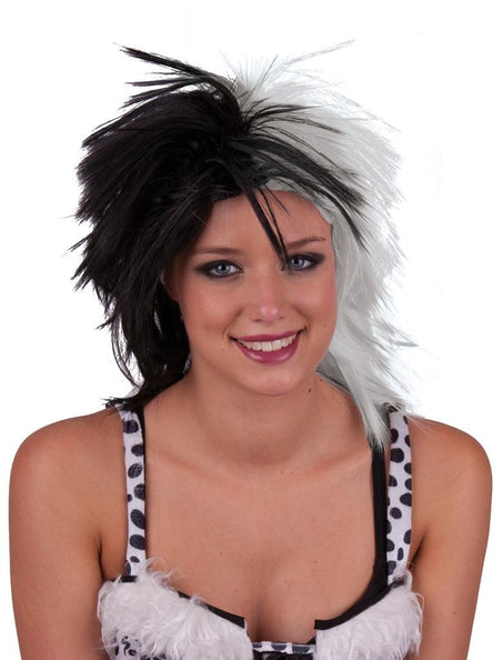 Funny Fashion Zwart witte pruik Cruella