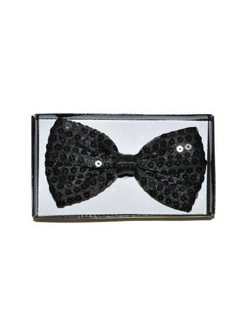 Funny Fashion Zwarte glitter vlinderdas met pailletten