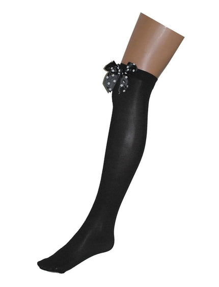 Funny Fashion Zwarte kniekous met zwarte strik