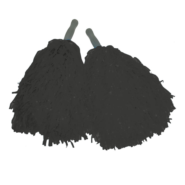 Funny Fashion Zwarte pom poms met stokje
