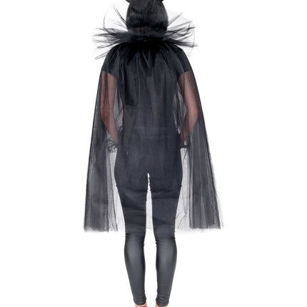 Funny Fashion Zwarte tule cape duivelin Danique