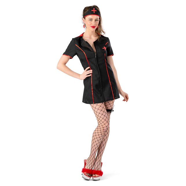 Funny Fashion Zwarte verpleegstersjurk Betty