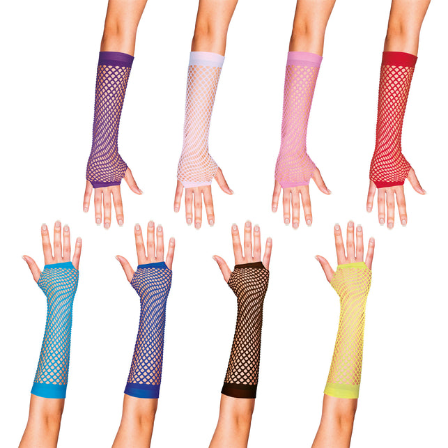 Funny Fashion Zwarte visnet handschoenen lang model