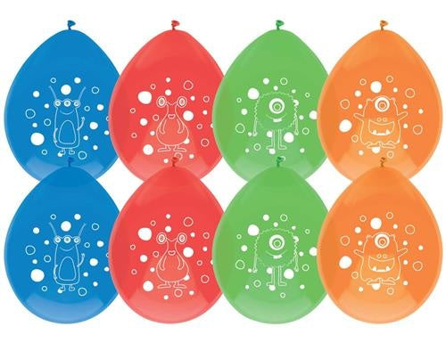 Haza Witbaard Ballonnen Monster Party 8 stuks 30 cm