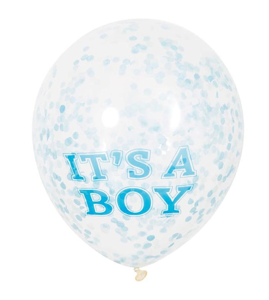 Haza Witbaard Confetti ballonnen "It's a Boy" 30cm 6stuks