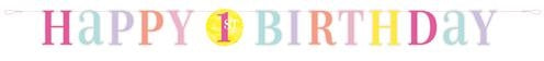 Haza Witbaard Letterbanner First Birthday roze 182cm